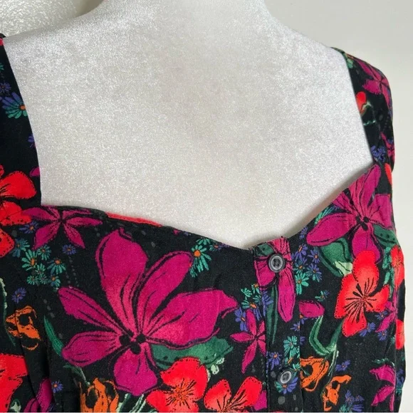 AVA & VIV Multicolor Floral Sleeveless Button Front Midi Dress Plus Size 3X - Picture 3 of 10